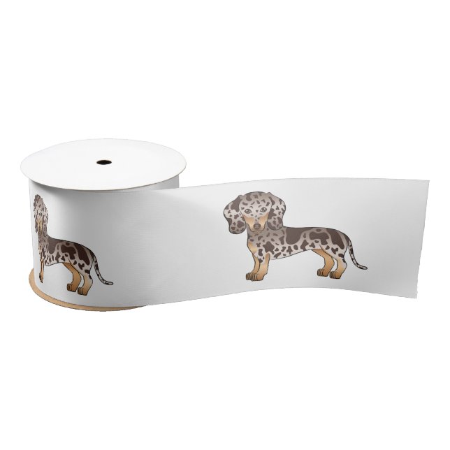 Ruban En Satin Chien teckel à poil court chocolat et tan tacheté (Bobine)