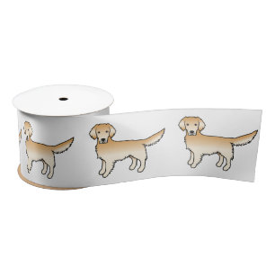 Ruban En Satin Chiens caricaturaux mignons Yellow Golden Retrieve