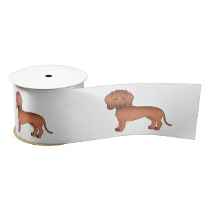 Ruban En Satin Chiens caricaturés mignons Dachshund Red Smooth Co