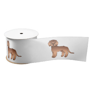 Ruban En Satin Chiens caricaturés mignons Mini rouge Goldendoodle