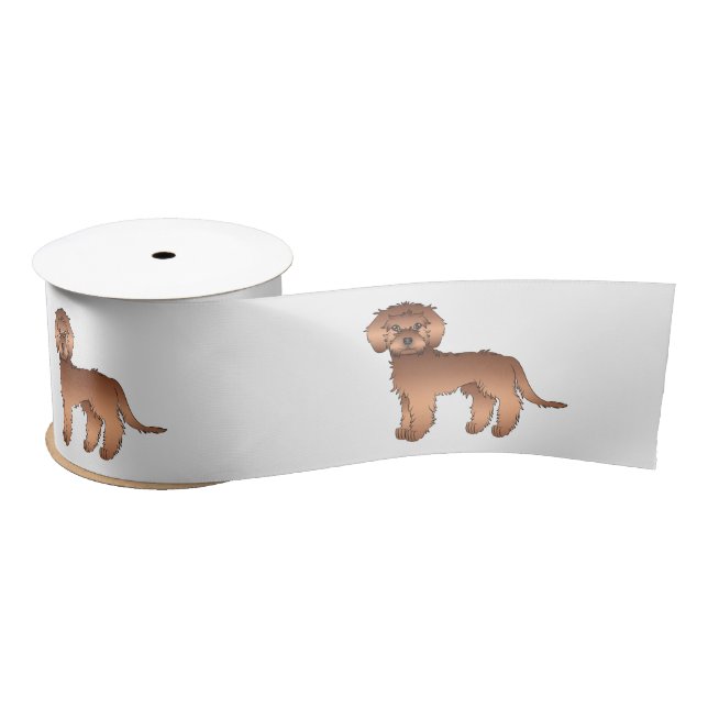 Ruban En Satin Chiens caricaturés mignons Mini rouge Goldendoodle (Bobine)