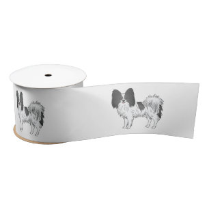 Ruban En Satin Chiens De Cartoon Cute De Papillon Noir Et Blanc
