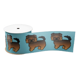 Ruban En Satin Chiens Norfolk Terrier Grizzle Alignés Sur Fond Bl