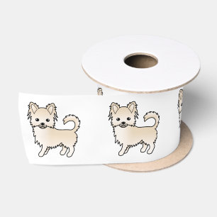 Ruban En Satin Chihuahua à longs poils crème Chien de dessin anim