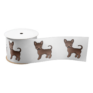 Ruban En Satin Chihuahua à poil lisse au chocolat Chien de dessin