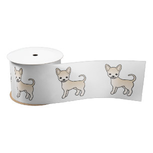 Ruban En Satin Chihuahua à poil lisse crème Chien de dessin animé