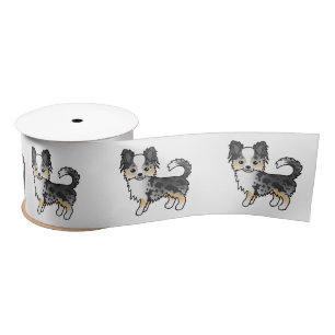 Ruban En Satin Chihuahua à poil long Blue Merle Chien de dessin a