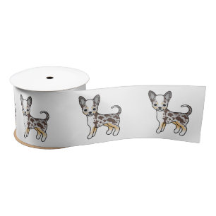 Ruban En Satin Chihuahua Cartoon Chien à Poil Lisse Merle Chocola