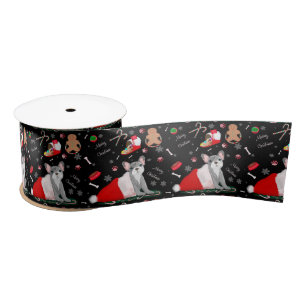 Ruban En Satin Chiot Bouledogue Français dans le motif de chapeau