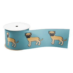 Ruban En Satin Chiots Bullmastiff Fauve Dessin Animé Mignons