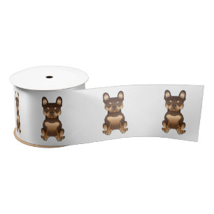 Ruban En Satin Chocolat Et Tan French Bulldog Caricature Chien