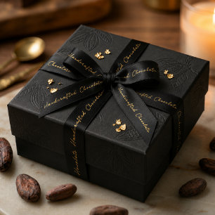 Ruban En Satin Chocolat noir élégant et or fait main