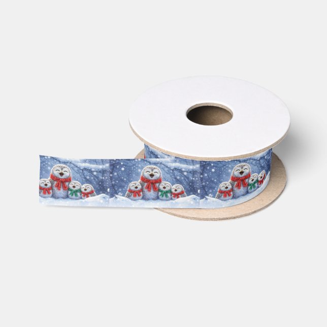 Ruban En Satin Chouettes mignonnes des Fêtes de Noël avec des éch (Bobine)