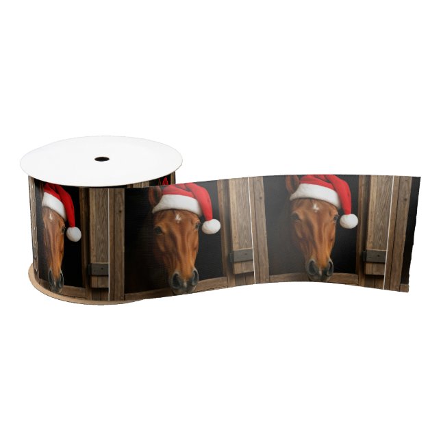 Ruban En Satin Christmas Horse In Stable Window (Bobine)