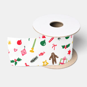 Ruban En Satin CHRISTMAS mignon Doodle Whimsical CUSTOM Holiday