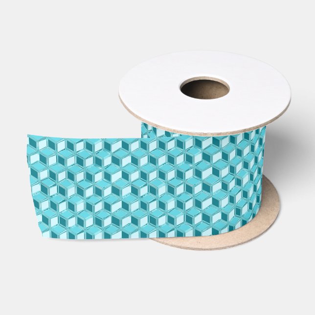 Ruban En Satin Chrome 3-d boîtes - turquoise / aqua (Bobine)