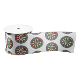 Ruban En Satin Cible de flechettes en blanc