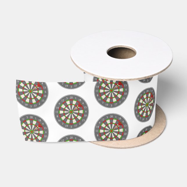 Ruban En Satin Cible de flechettes en blanc (Bobine)