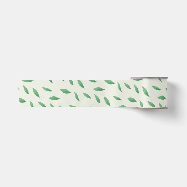 Ruban En Satin Cinta con diseño de hojas verdes (Devant)