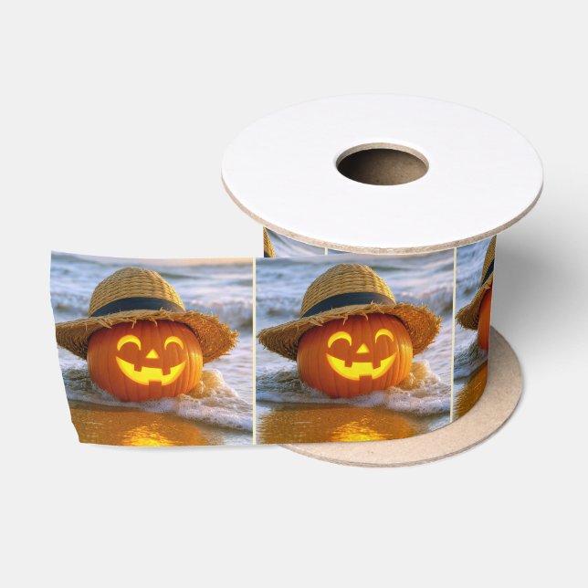 Ruban En Satin Citrouille de plage d'Halloween (Bobine)