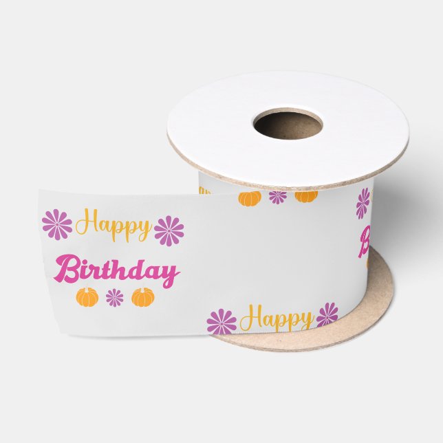 Ruban En Satin Citrouille Joyeux anniversaire (Bobine)
