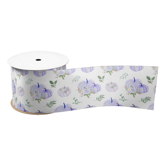 Ruban En Satin Citrouilles Fleuris Violettes (Bobine)