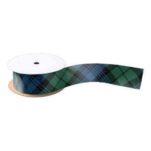 Ruban En Satin Clan Campbell Plaid Blue Green Tartan