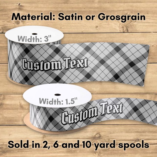 Ruban En Satin Clan MacFarlane Tartan noir et blanc (Créateur téléchargé)