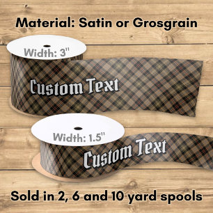 Ruban En Satin Clan MacKenzie Chasse Brown Tartan Satin Ruban