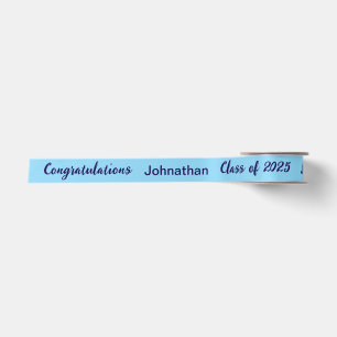 Ruban En Satin Classe de 2025 Graduate Name Light&Dark Blue Scrip