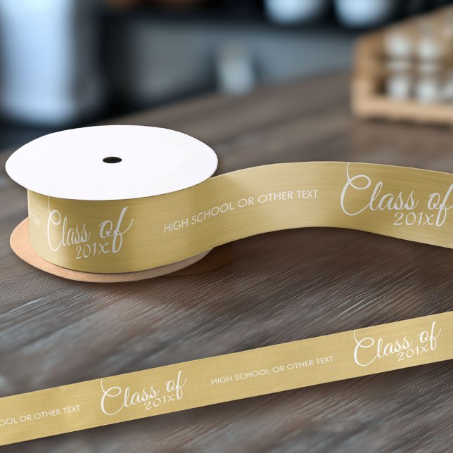 Ruban En Satin Classe d'or de avec école sur mesure (Custom Ribbon on a Roll - Personalize this ribbon with you text)