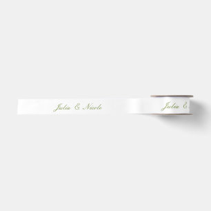 Ruban En Satin Classique Mariage Vert Ivoire Nom Personnalisé