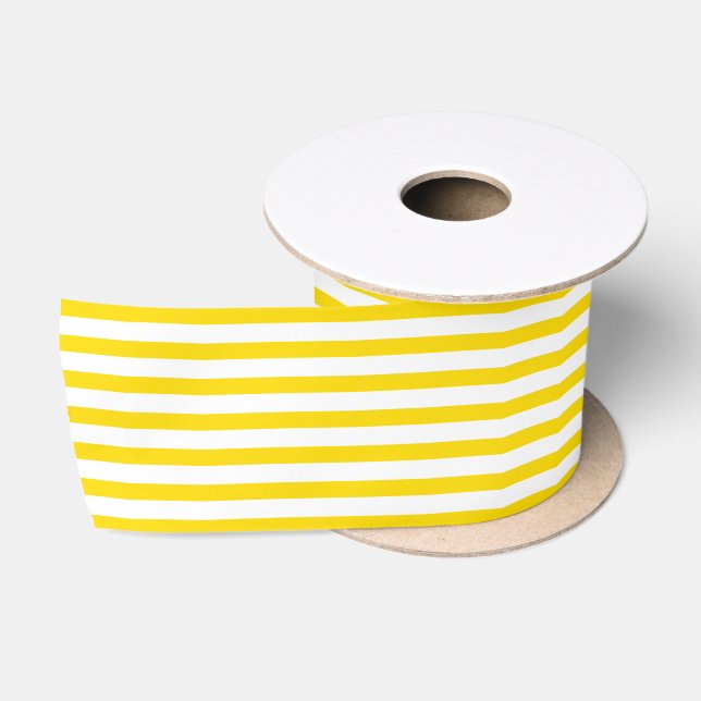 Ruban En Satin Classique rayé jaune vif et blanc de style marin (Bobine)