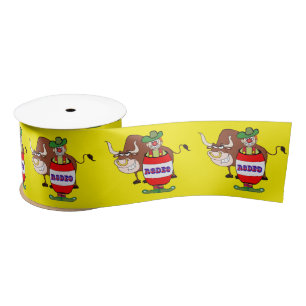 Ruban En Satin Clown de rodéo occidental en tonneau et Bull 1,5