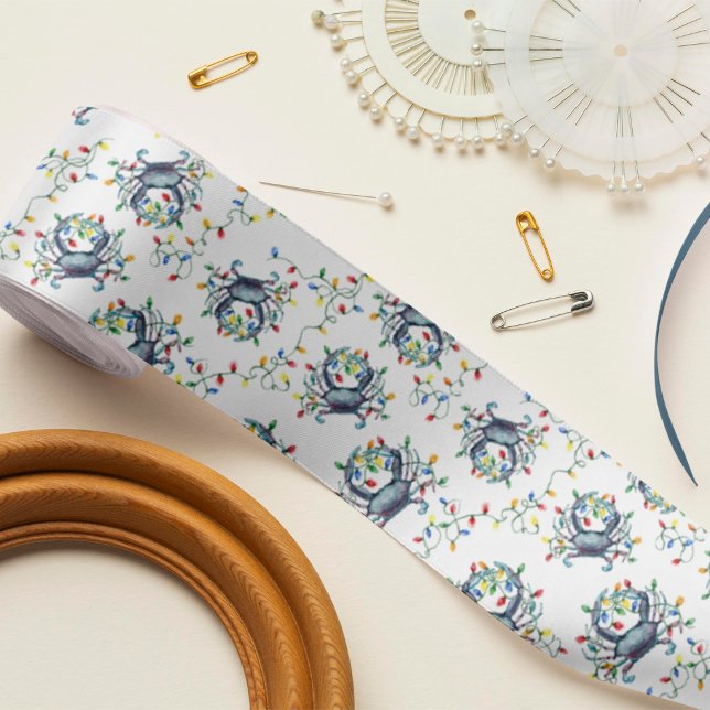 Ruban En Satin Coastal Crab Christmas Lights (Créateur téléchargé)