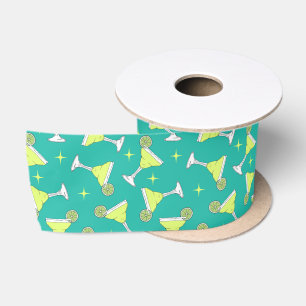 Ruban En Satin Cocktails Retro Margarita Patterned Blue et Lime