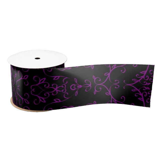 Ruban En Satin Coeur Mariage gothique violet et noir (Bobine)