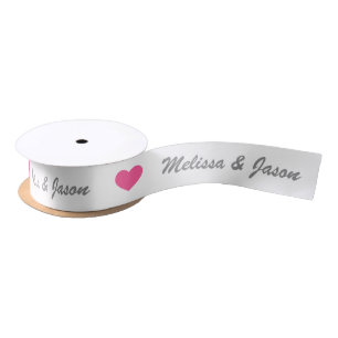 Ruban En Satin Coeur rose Avec Couple Noms De Mariage Personnalis