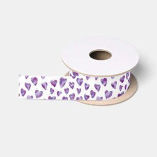 Ruban En Satin Cœur violet aquarelle