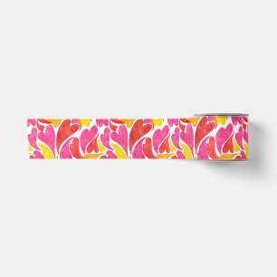 Ruban En Satin Cœurs à l'aquarelle Saint-Valentin Amour Rose Roug