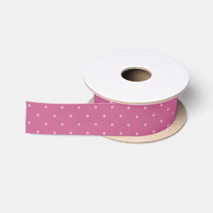 Ruban En Satin Cœurs blancs sur ruban de satin rose pour emballag