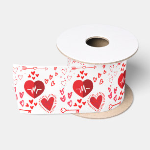 Ruban En Satin Cœurs d'amour rouges et flèche, Joyeuse Saint-Vale