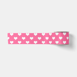 Ruban En Satin Cœurs Mignons Design Rose Blanc