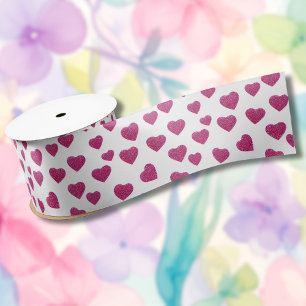 Ruban En Satin Cœurs Pailletés Rose de Saint-Valentin Tendance su