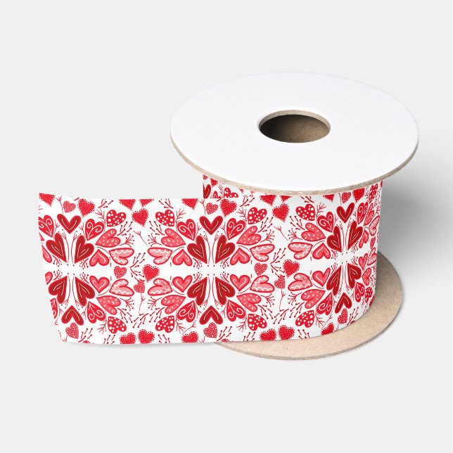 Ruban En Satin Coeurs rouge, rose et blanc Amour (Bobine)