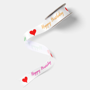 Ruban En Satin Cœurs rouges roses orange vert pour anniversaire 1