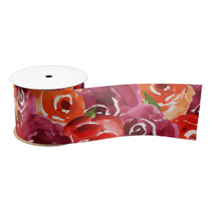 Ruban En Satin Collage floral aquarelle