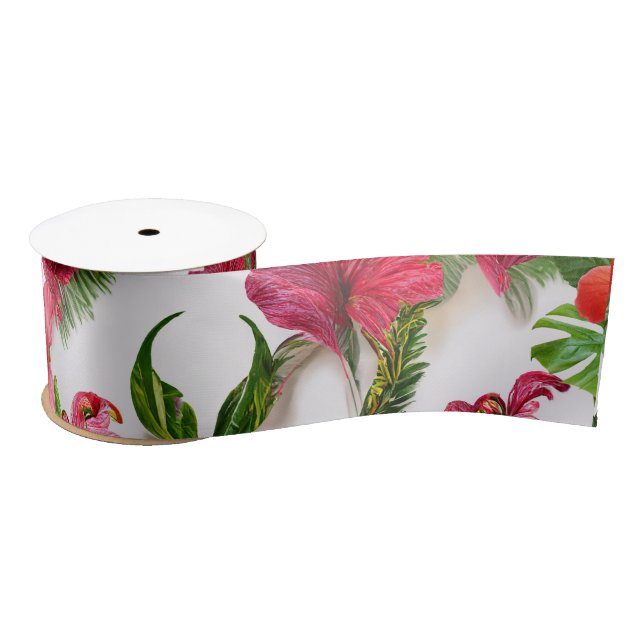 Ruban En Satin Collection Aloha Botaniques florales luxuriantes (Bobine)