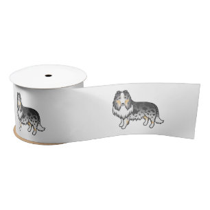 Ruban En Satin Colley Rough Blue Merle Mignon Chien de Dessin Ani