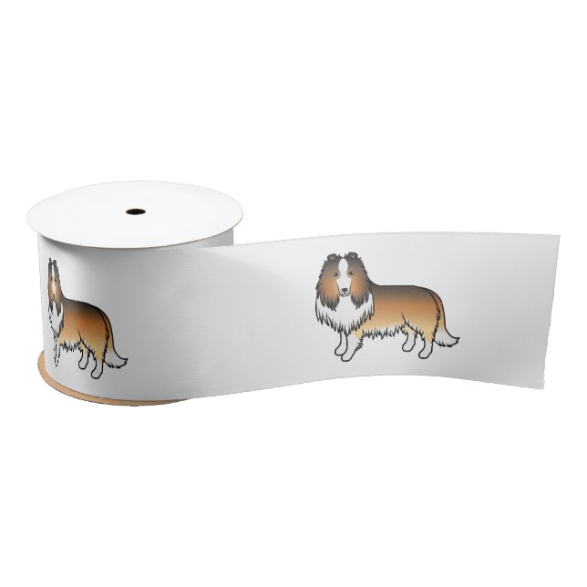 Ruban En Satin Colley Rough Sable Chien de Dessin Animé Mignon (Bobine)